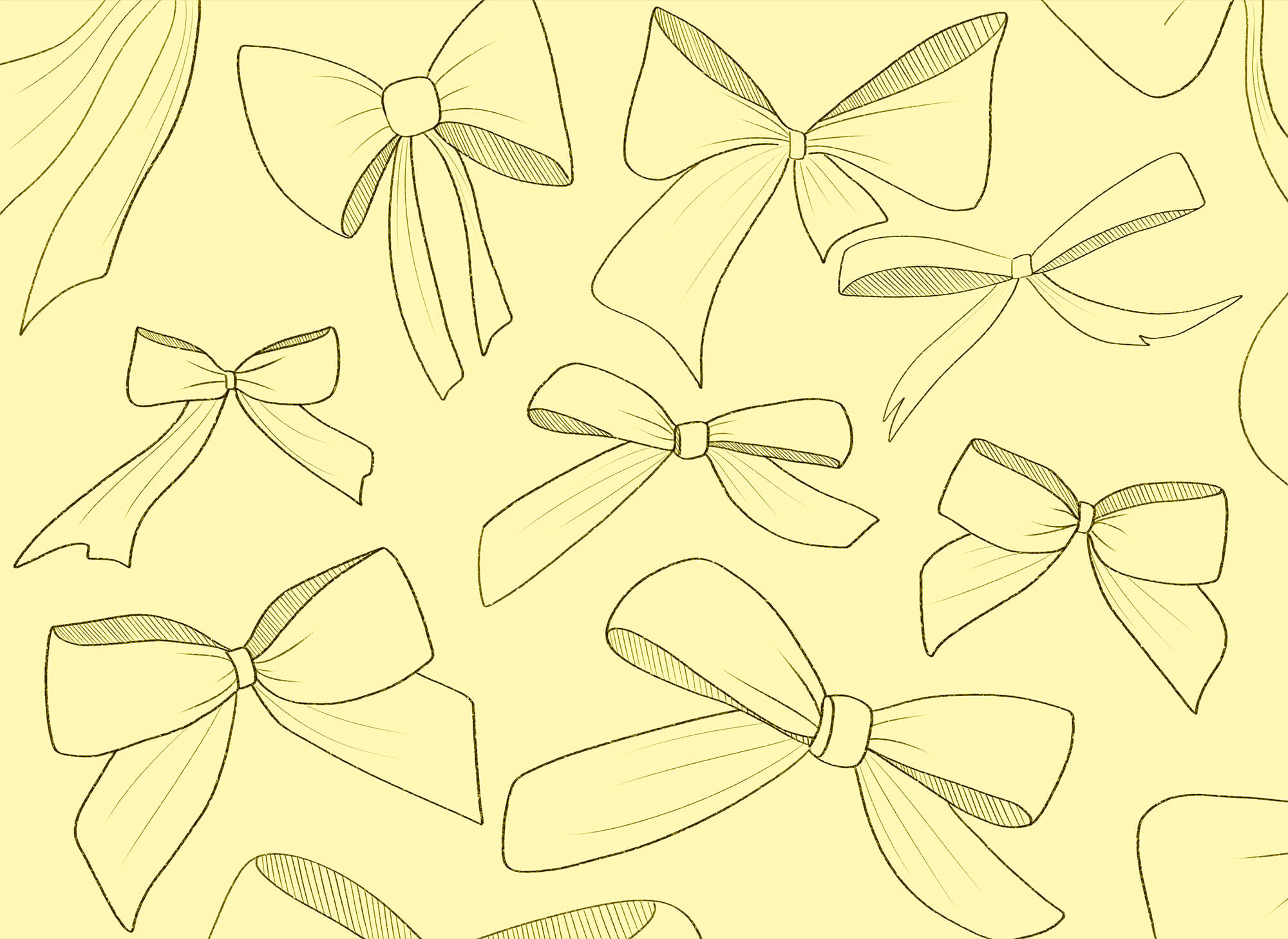 Pattern of bows on a yellow background Pattern of bows on a yellow background