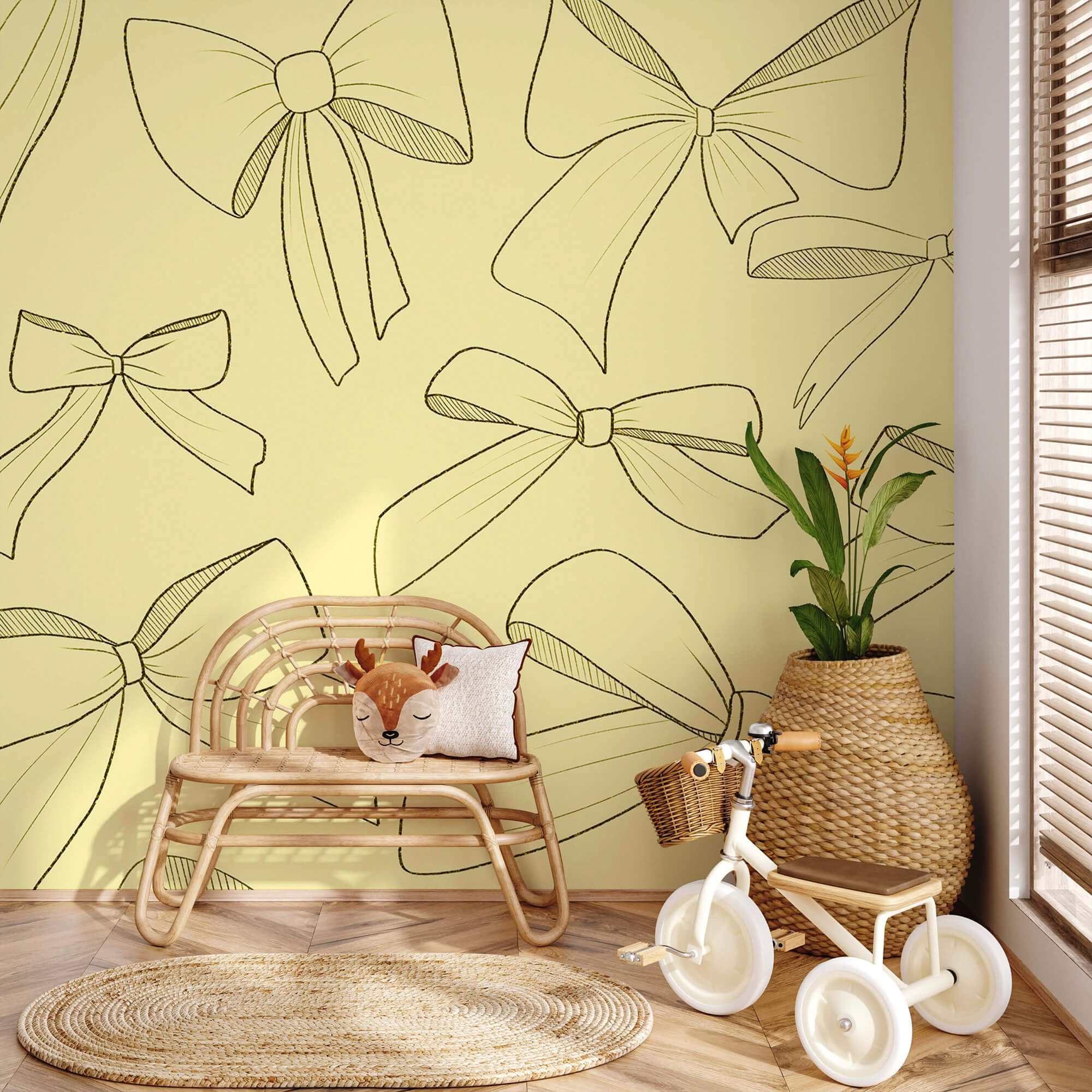 Wzór kokardek na żółtym tle Wzór kokardek na żółtym tle