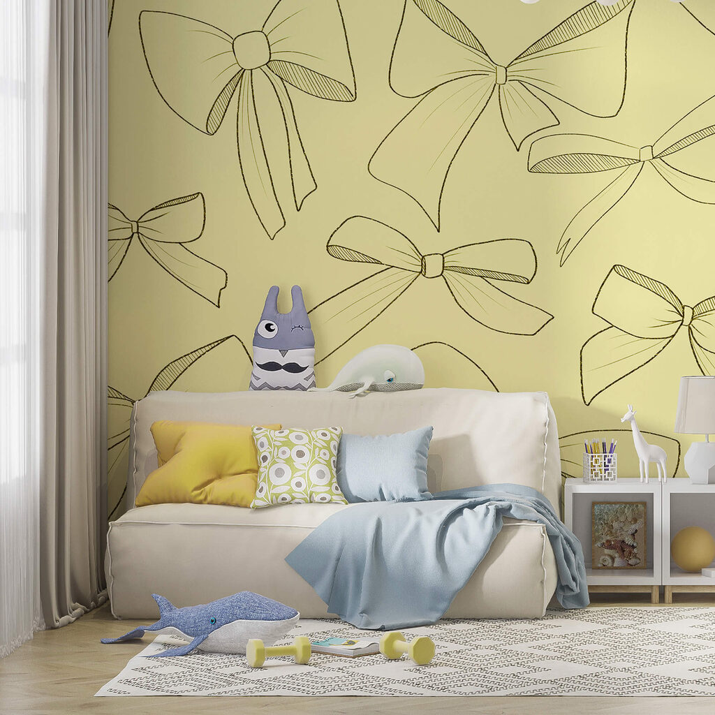 Wzór kokardek na żółtym tle Wzór kokardek na żółtym tle