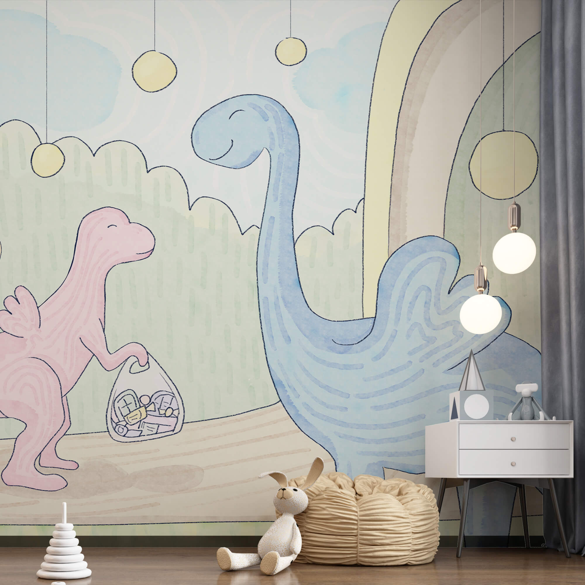 Kreskówka dinozaurów niosących torbę Kreskówka dinozaurów niosących torbę