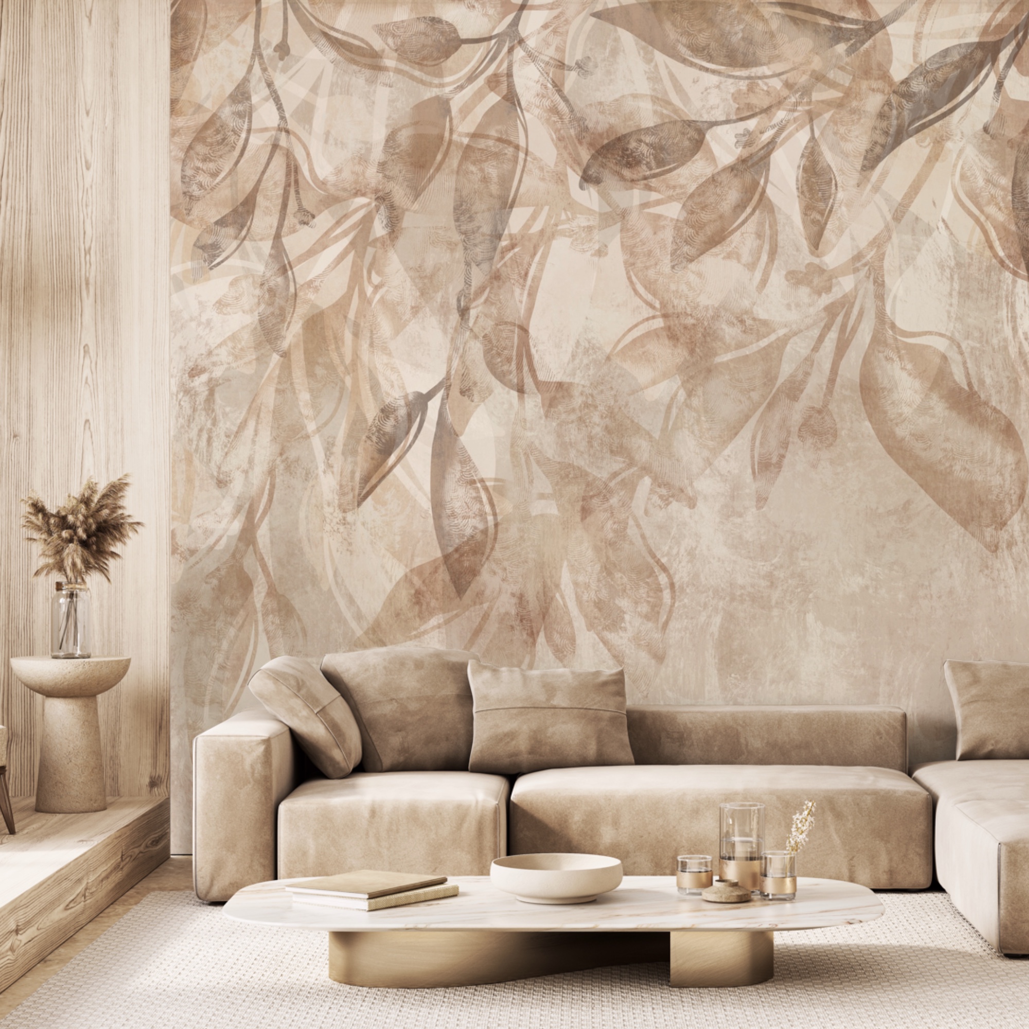 Delikatne liście w łagodnych odcieniach