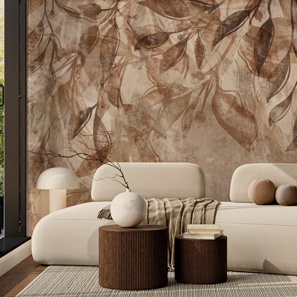 Brązowo-biały kwiatowy wzór