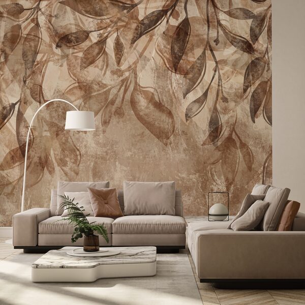 Brązowo-biały kwiatowy wzór