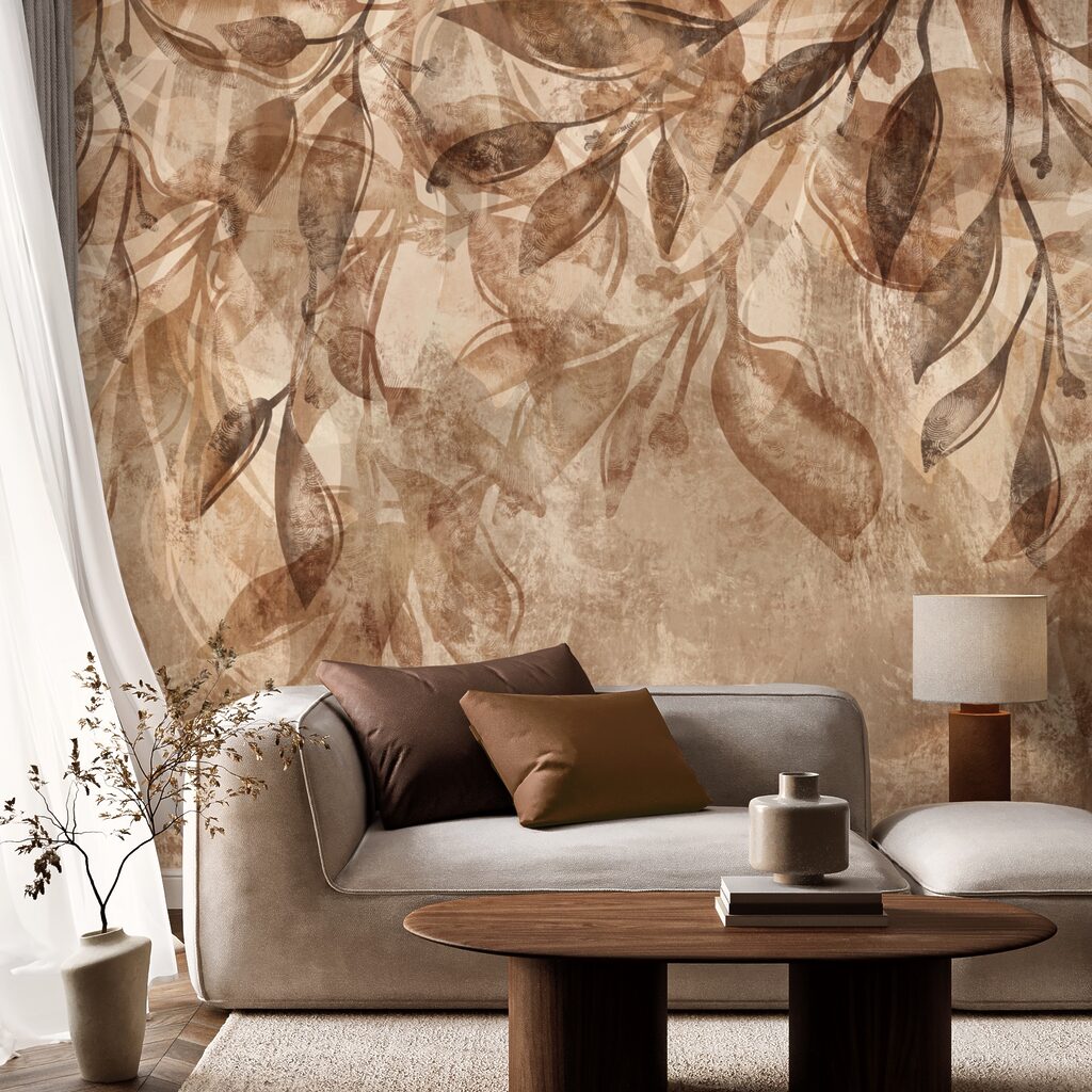 Brązowo-biały kwiatowy wzór