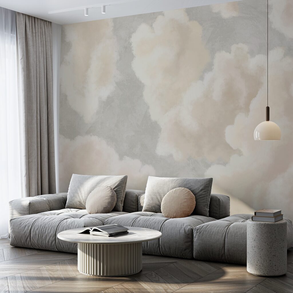 Delikatne chmury dryfujące po pogodnym niebie