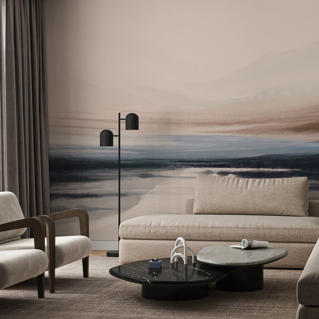 Akwarela przedstawiająca jezioro