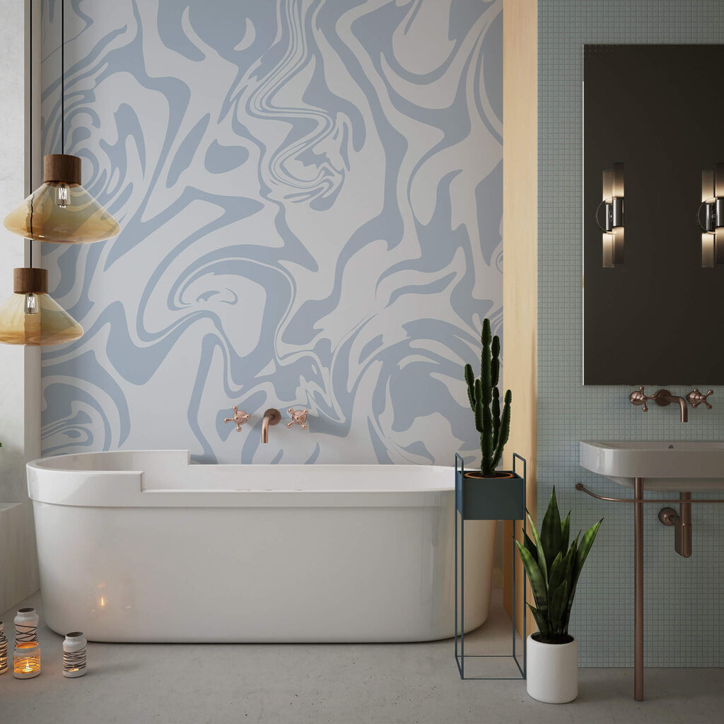 Fale miękkich niebieskich odcieni wirujące