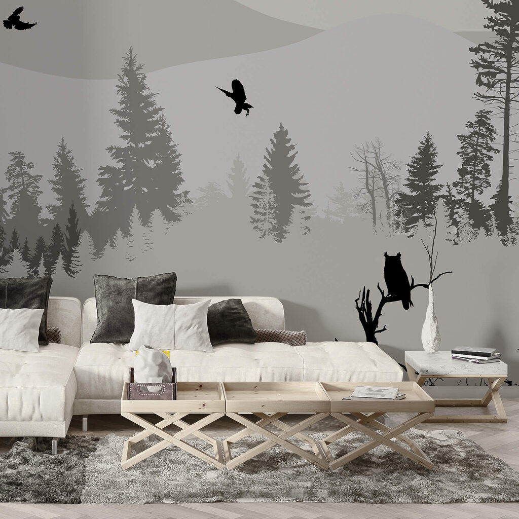 Ptaki latające nad zaśnieżoną górą