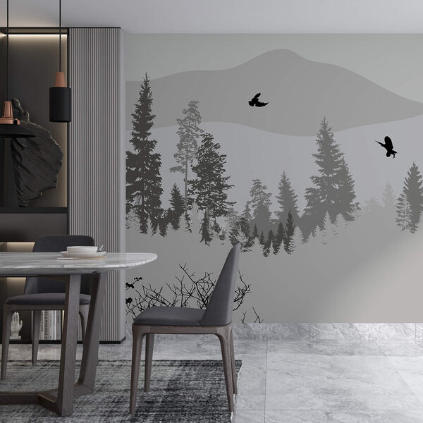 Ptaki latające nad zaśnieżoną górą