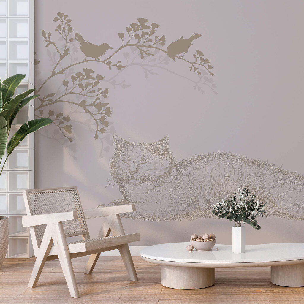 Kot leżący na gałęzi drzewa