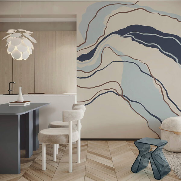 Płynne linie w spokojnych odcieniach