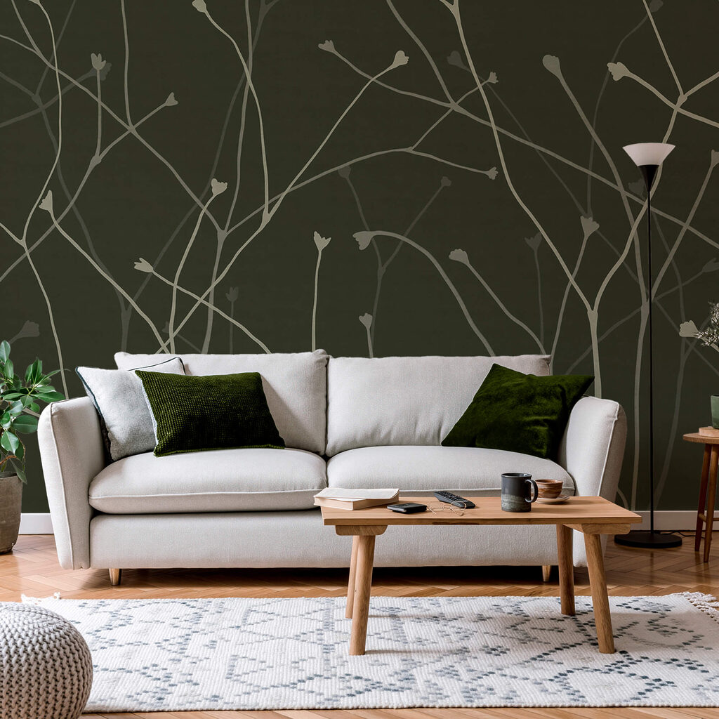 Delikatne gałęzie na ciemnym tle