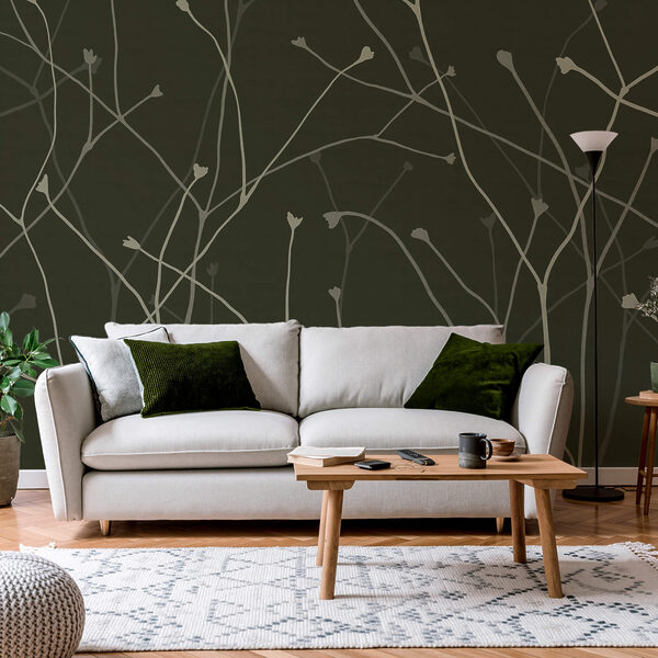 Delikatne gałęzie na ciemnym tle