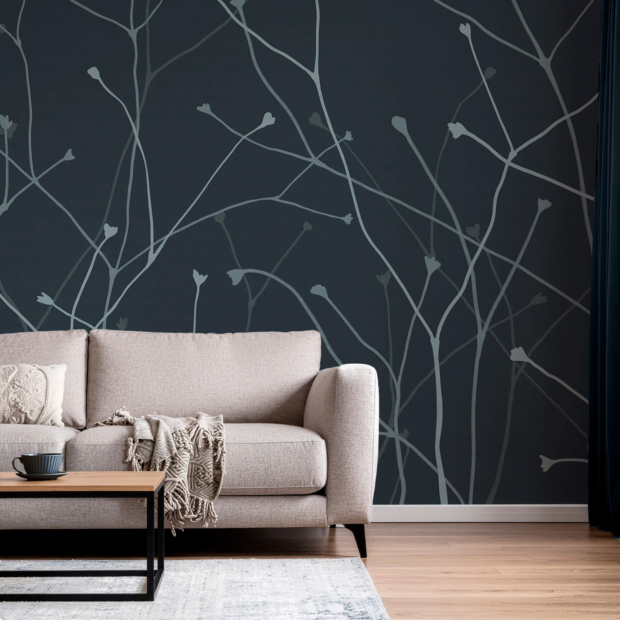 Delikatne gałęzie na ciemnym tle