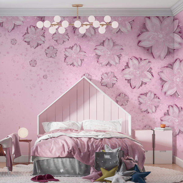 Różowe tło z kwiatami