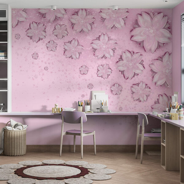 Różowe tło z kwiatami