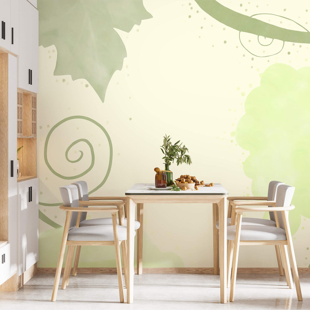 Zielone liście i zawijasy na białym tle Zielone liście i zawijasy na białym tle