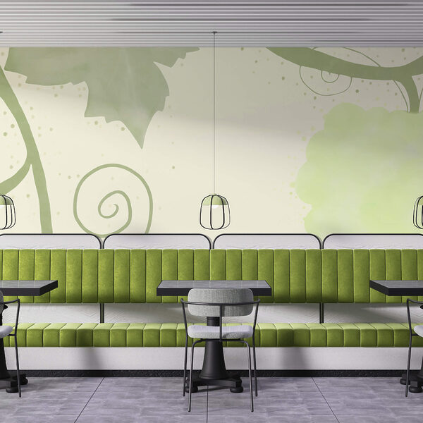 Zielone liście i zawijasy na białym tle Zielone liście i zawijasy na białym tle