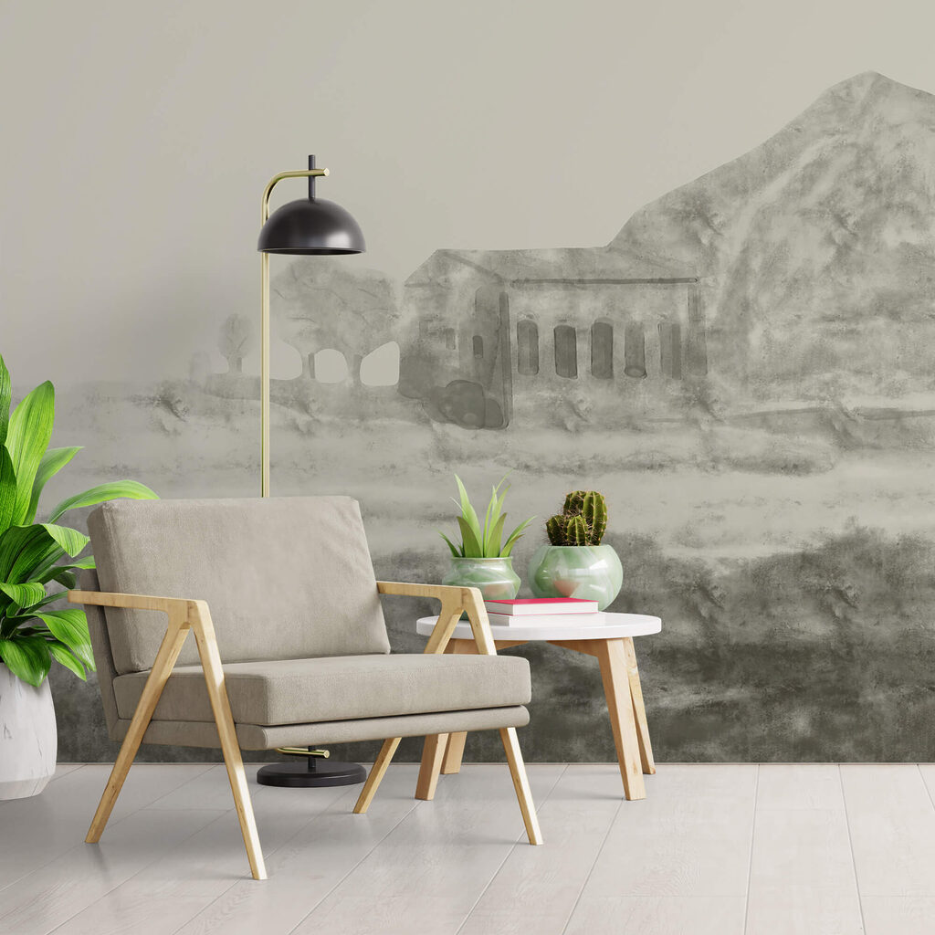 Rysunek budynku i góry