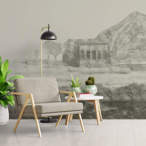 Rysunek budynku i góry