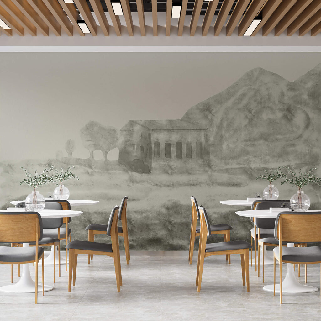 Rysunek budynku i góry