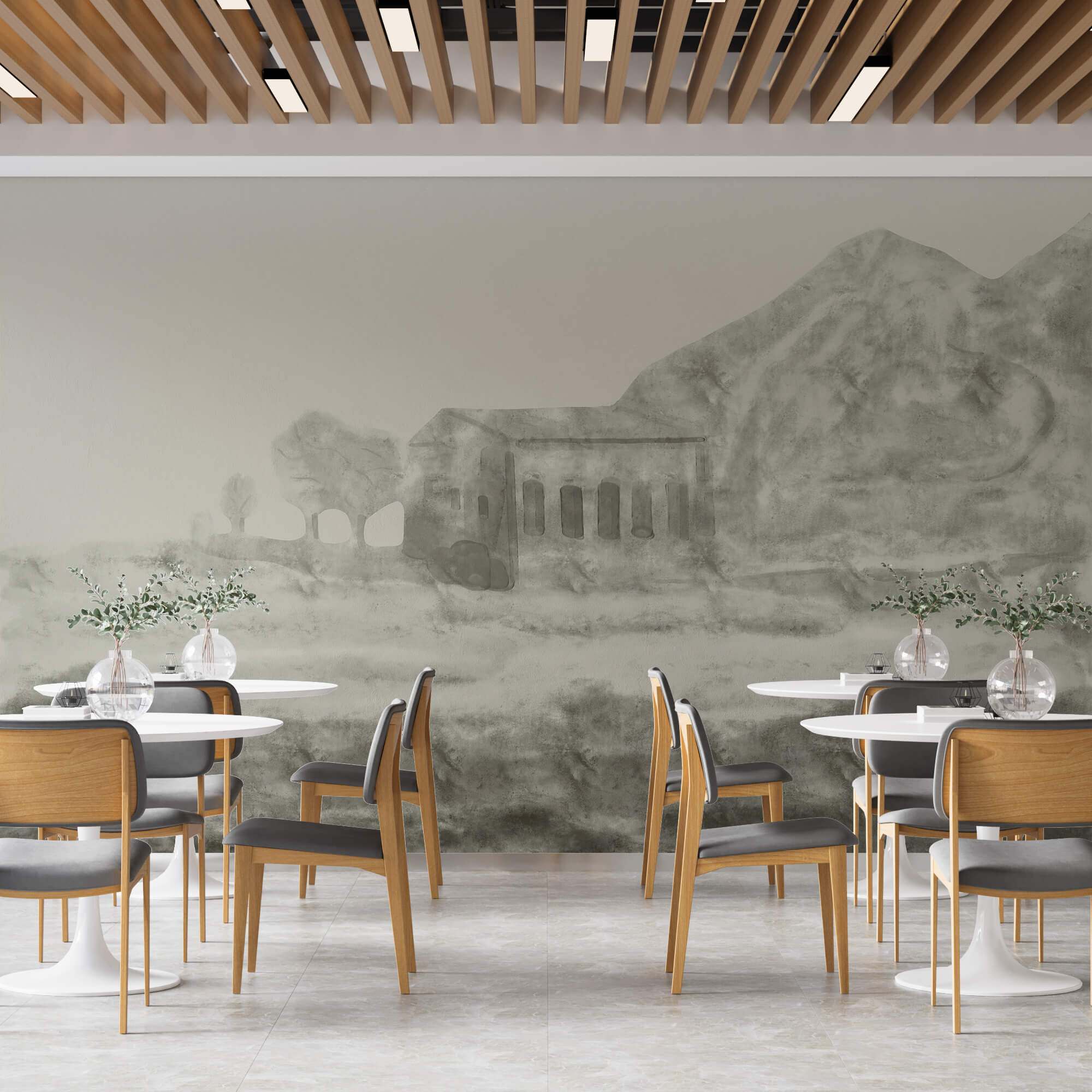 Rysunek budynku i góry