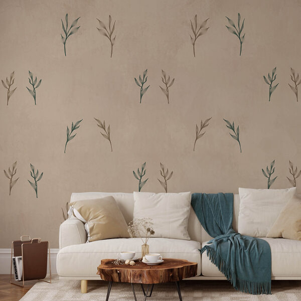 Wzór liści na beżowym tle