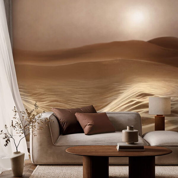 Pustynia z falami i słońcem