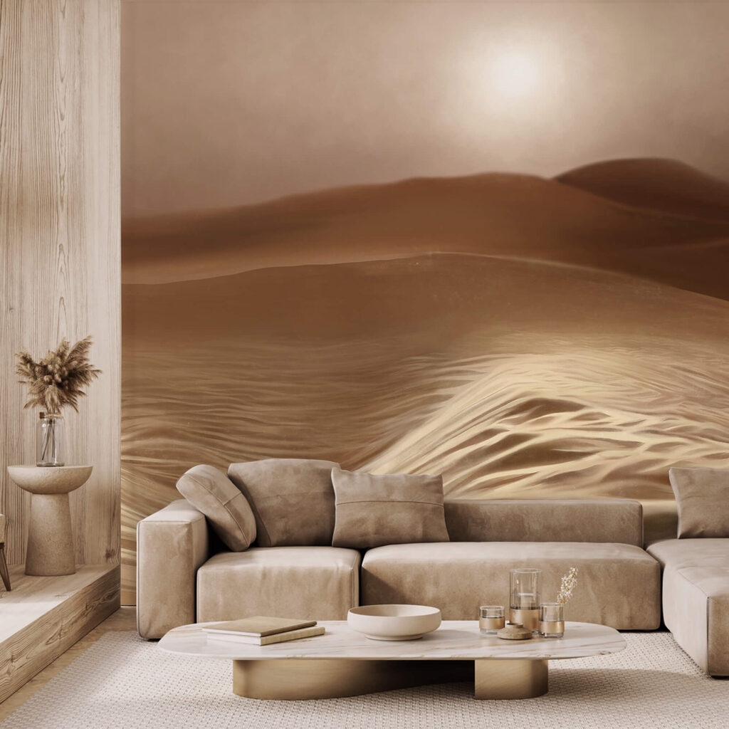 Pustynia z falami i słońcem