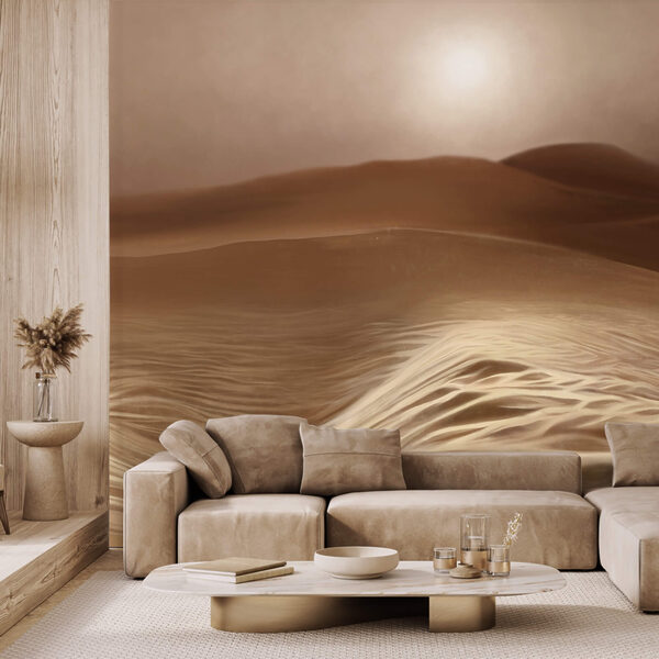 Pustynia z falami i słońcem