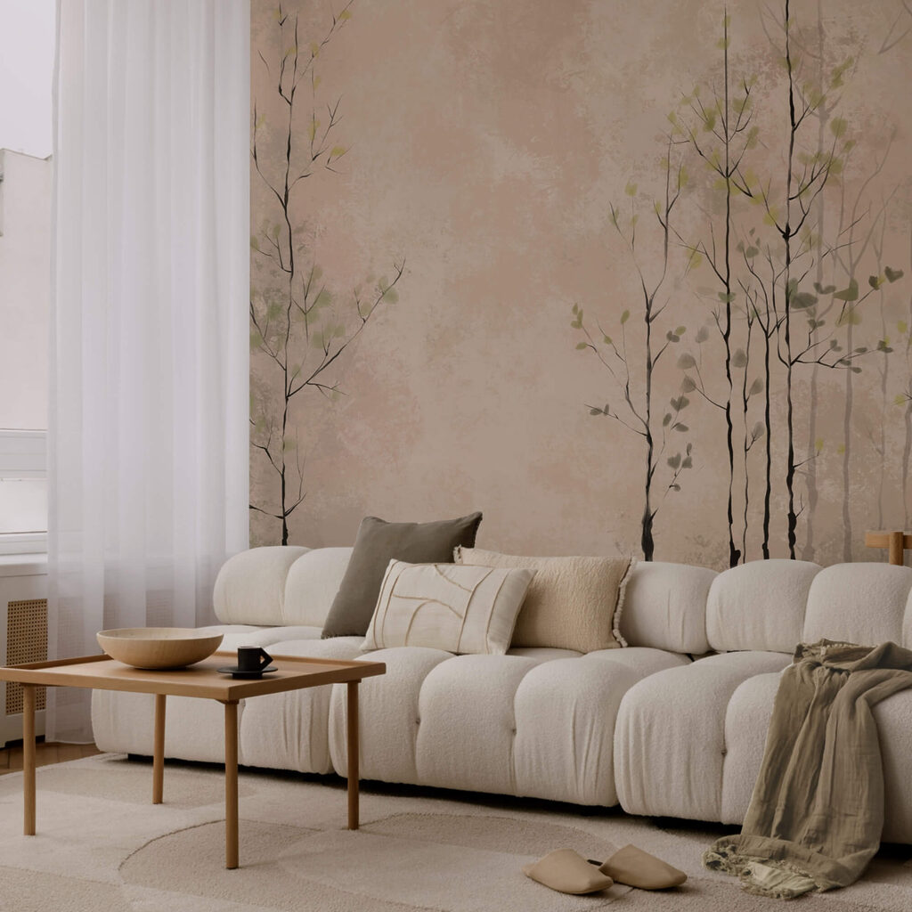 Grupa drzew z liśćmi