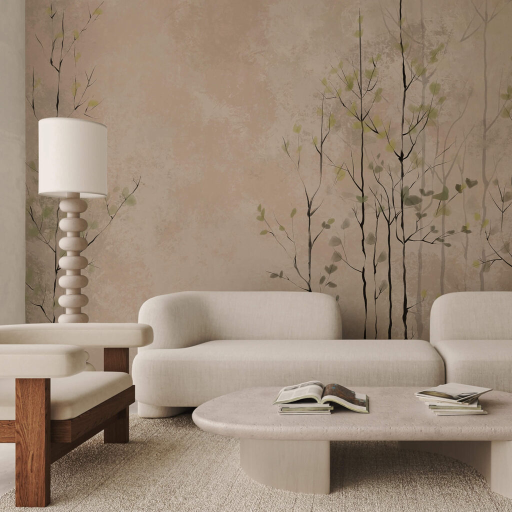 Grupa drzew z liśćmi