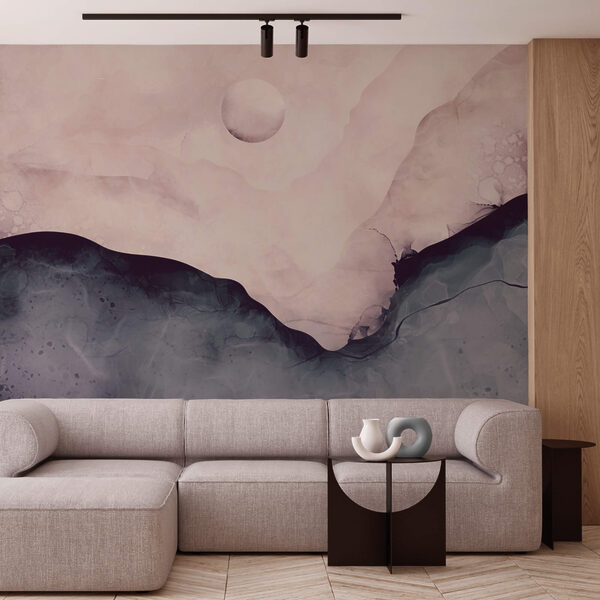 Obraz przedstawiający górę z księżycem