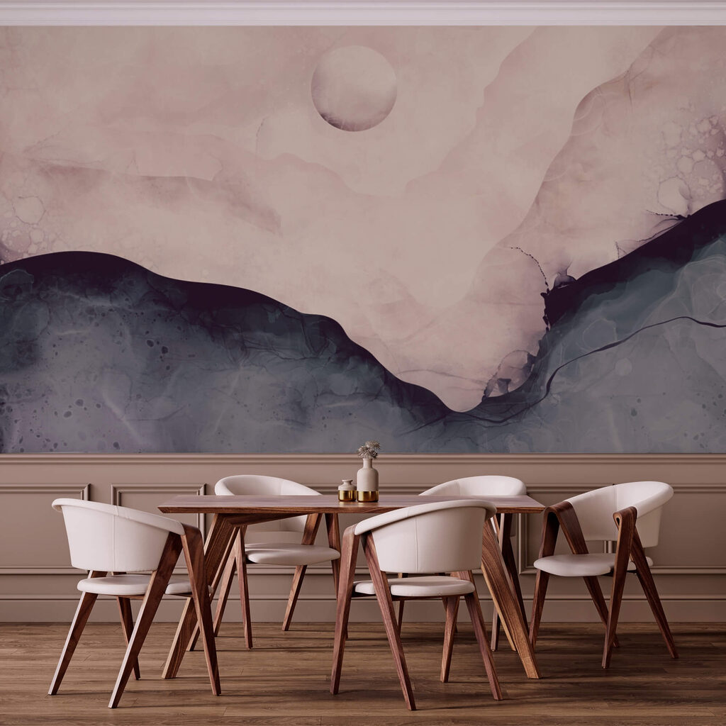 Obraz przedstawiający górę z księżycem