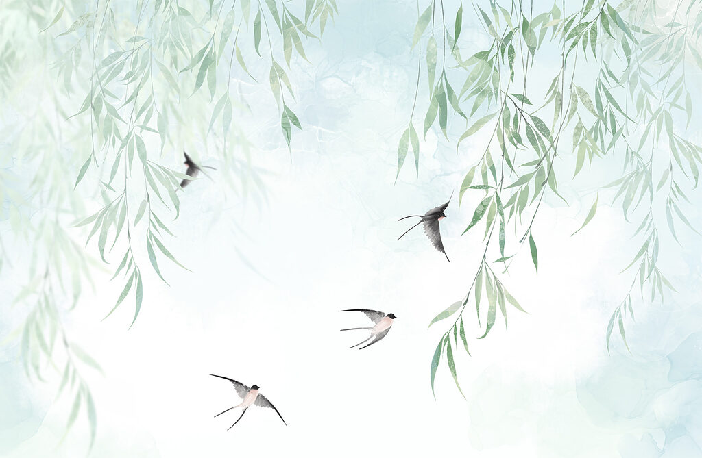 Birds flying in the sky