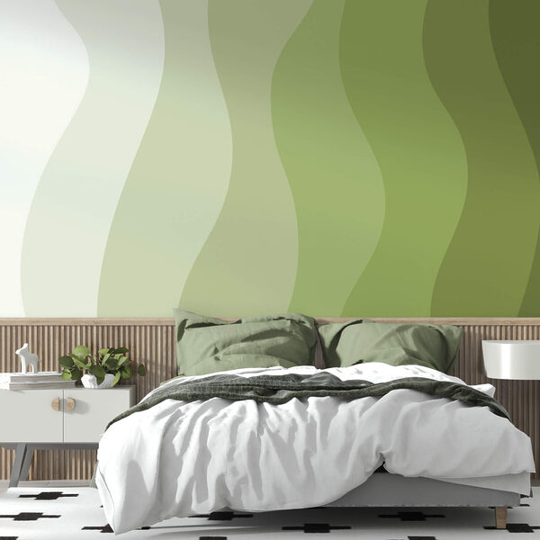 Zielone i białe faliste linie