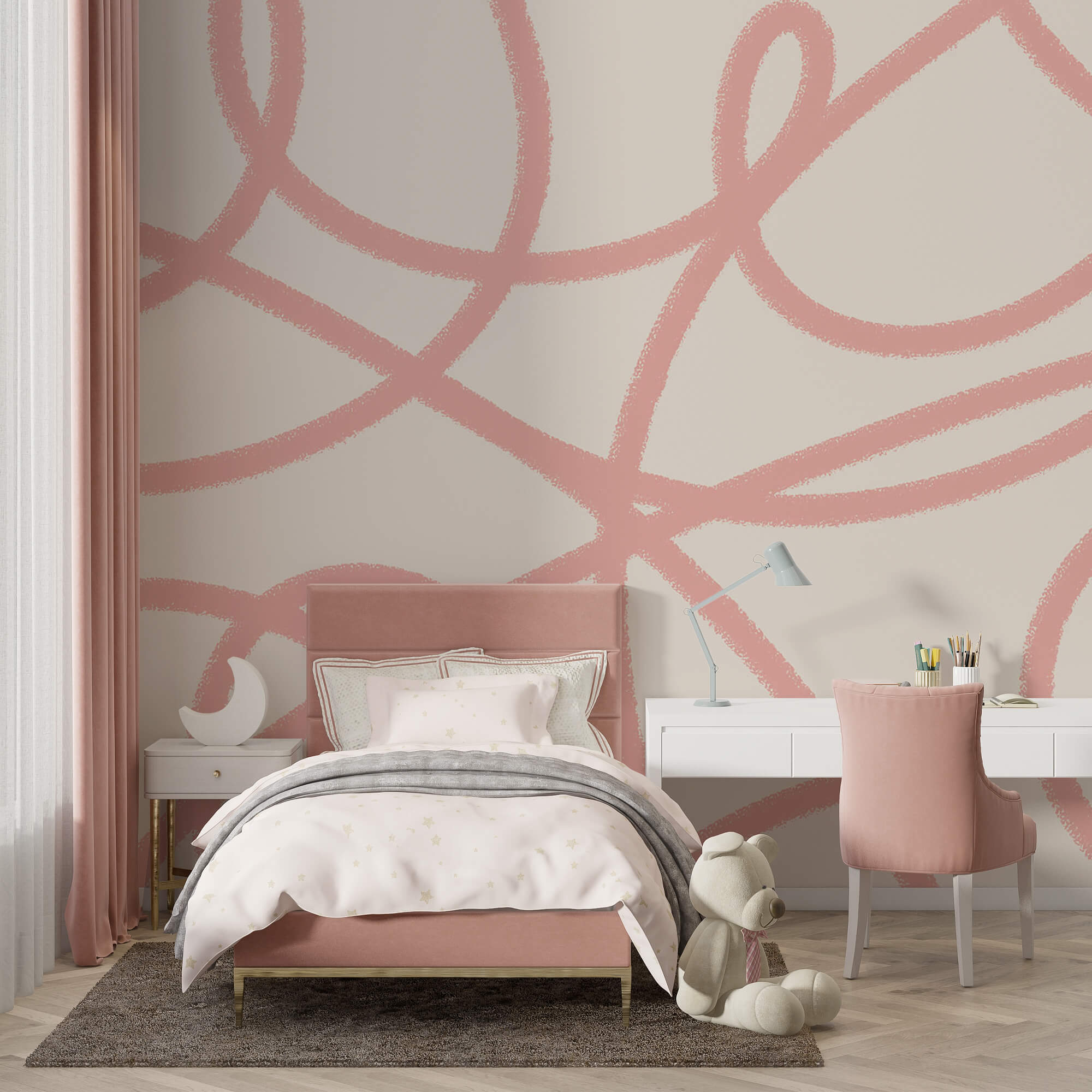 Różowe linie na białym tle