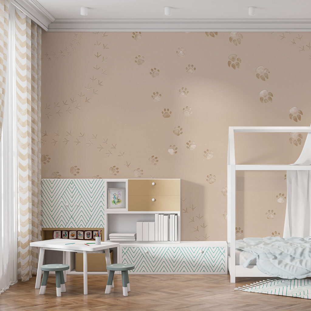 Wzór śladów łap i ptaków