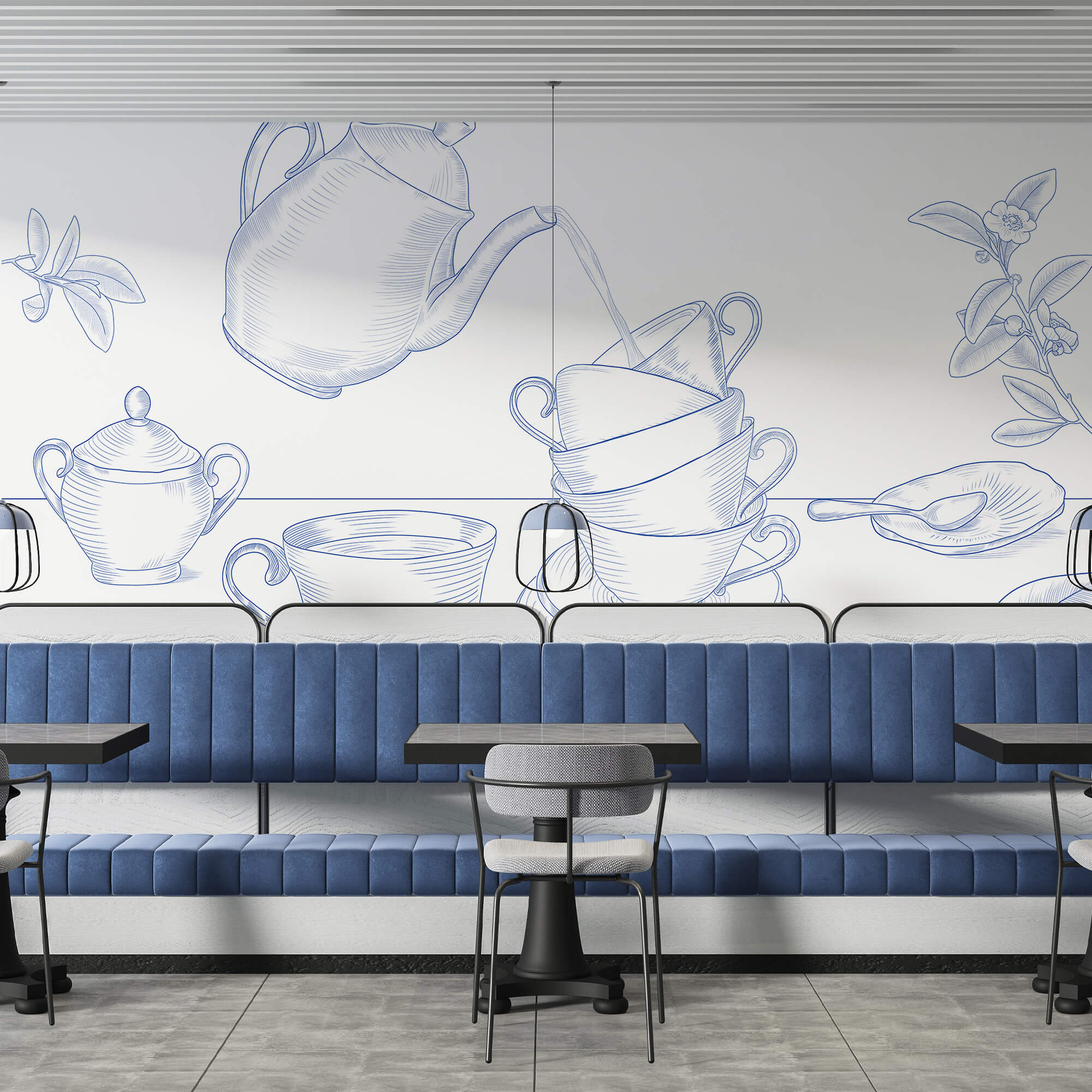 Czajnik nalewający herbatę do stosu filiżanek