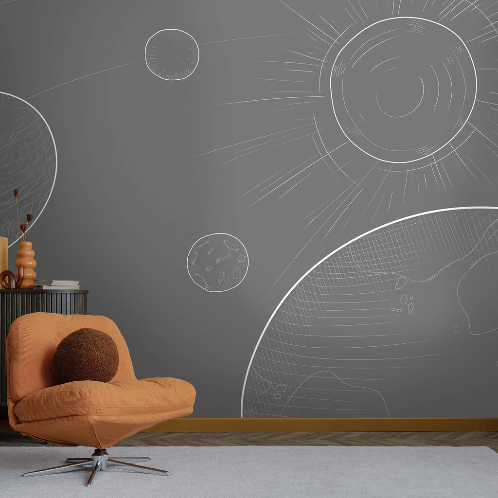 Szare tło z okręgami i słońcem Szare tło z okręgami i słońcem