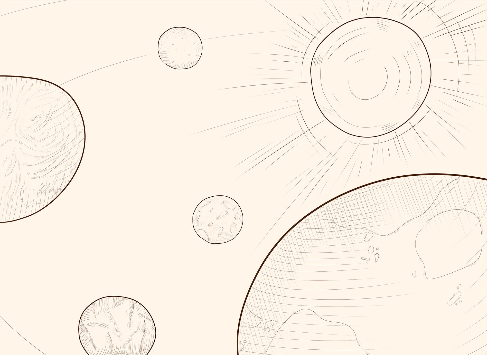 Drawing of the sun and earth