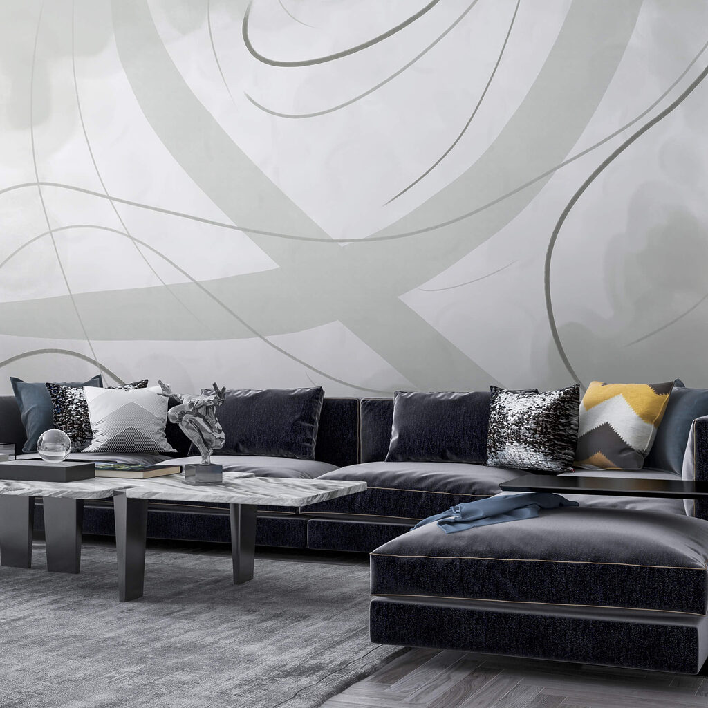 Białe i szare tło z liniami i krzywymi