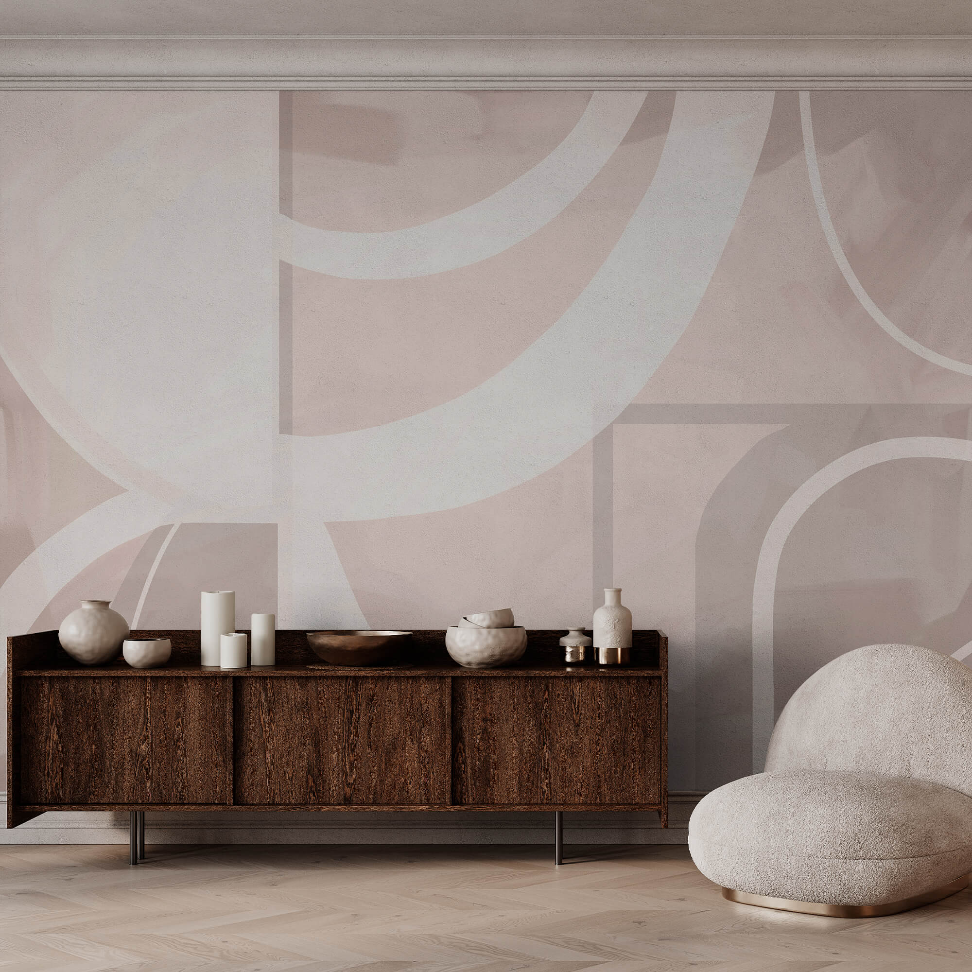 Abstrakcyjne kształty w delikatnych pastelowych kolorach