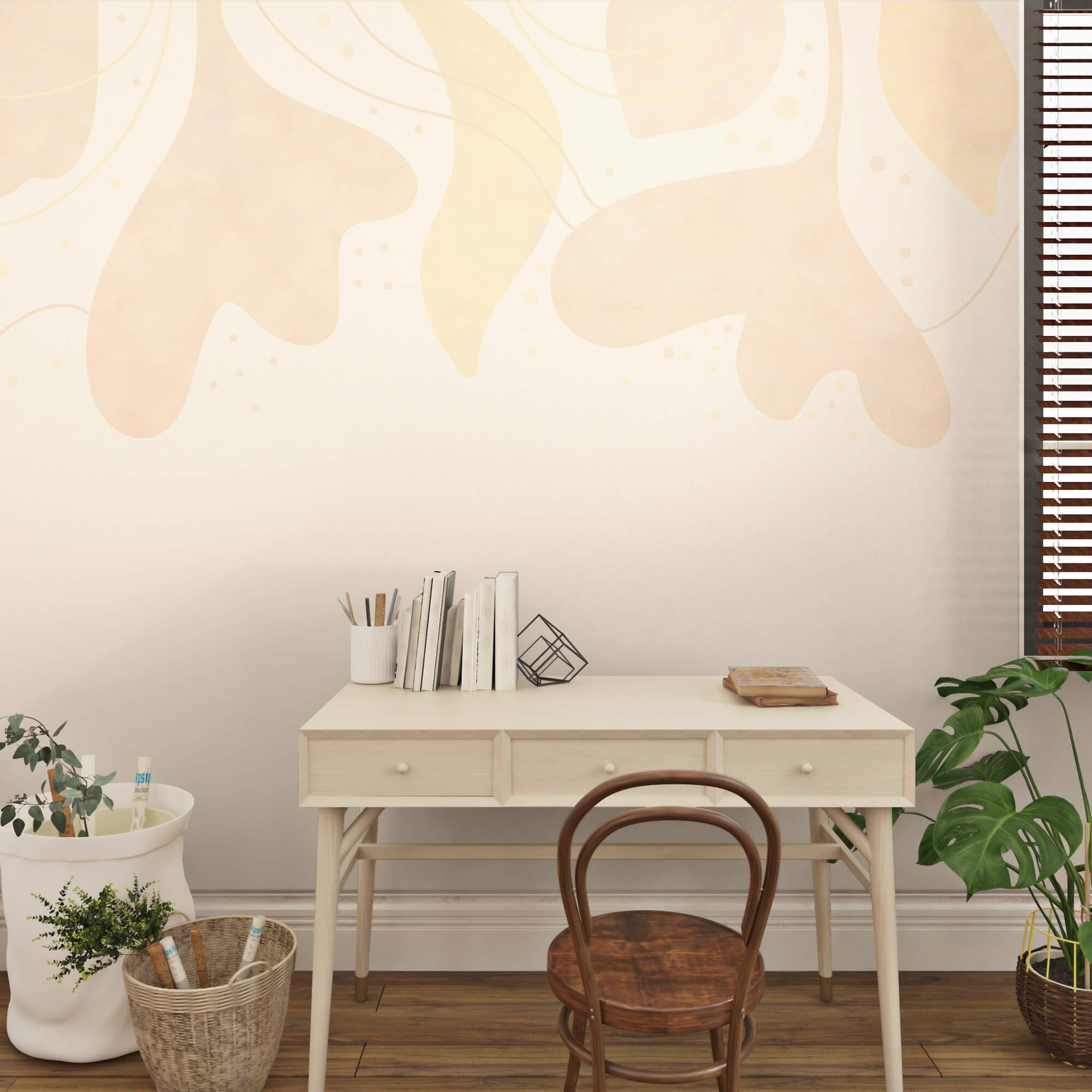 Delikatne pastelowe liście na miękkim tle