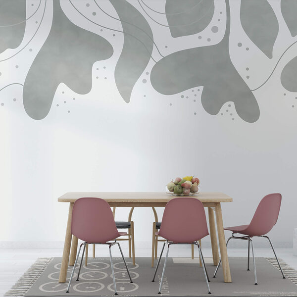 Szare i białe tło z liśćmi