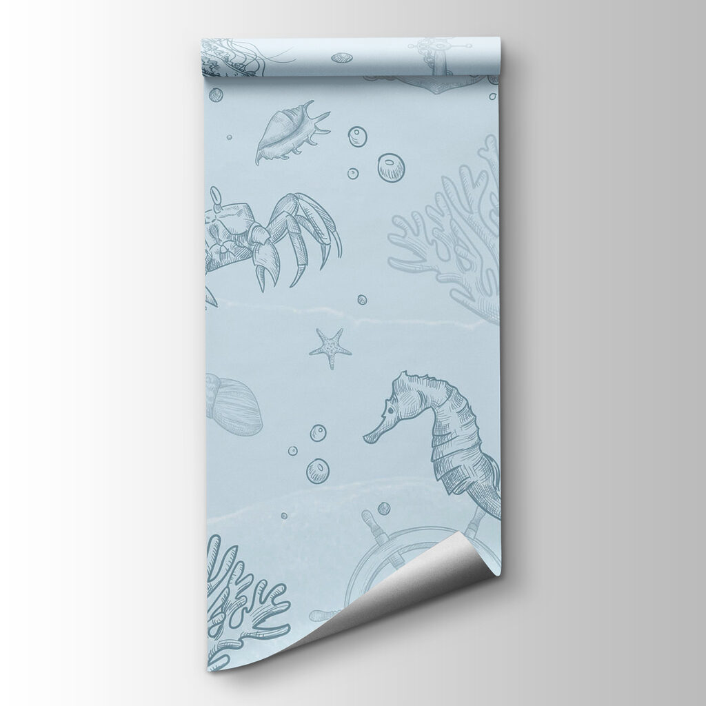 Blue background with sea creatures