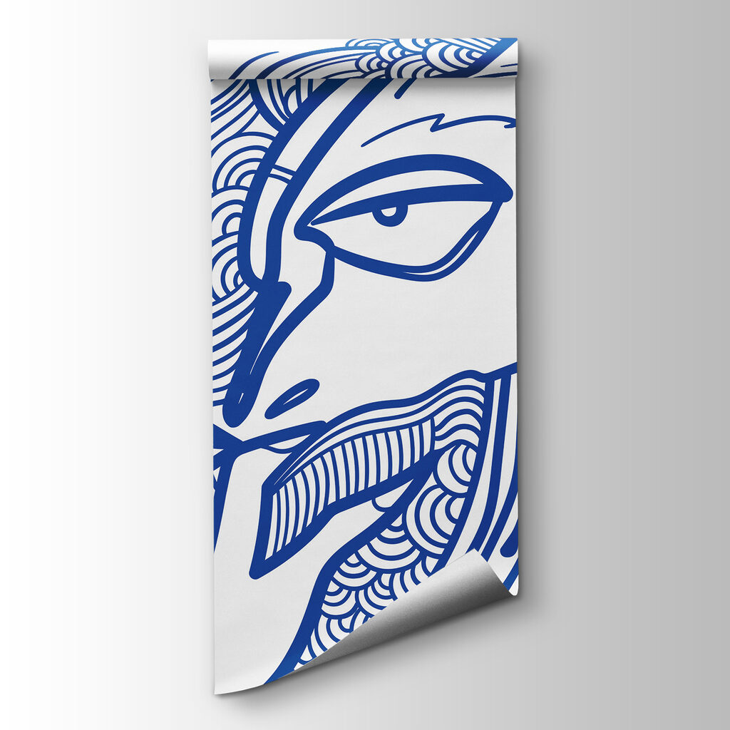 Drawing of a man with his hand to his mouth