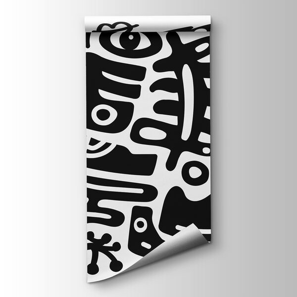 Black and white drawing of various shapes