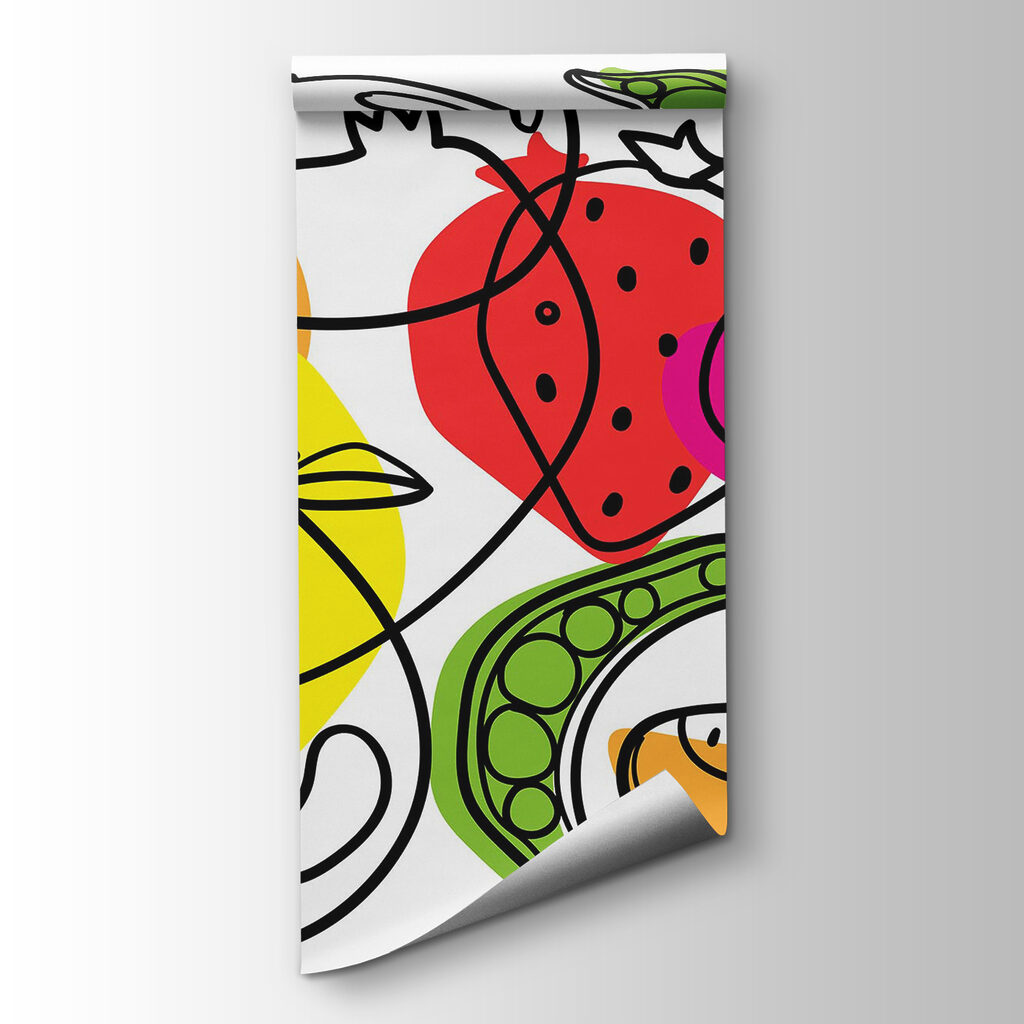 Drawing of different fruits and vegetables