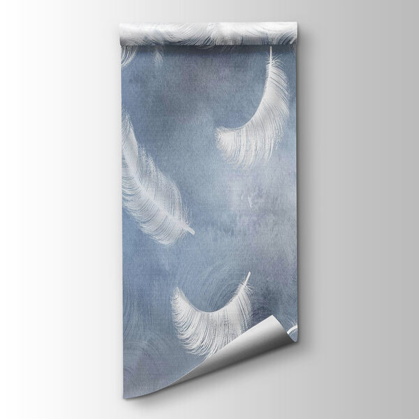 White feathers on a blue background White feathers on a blue background